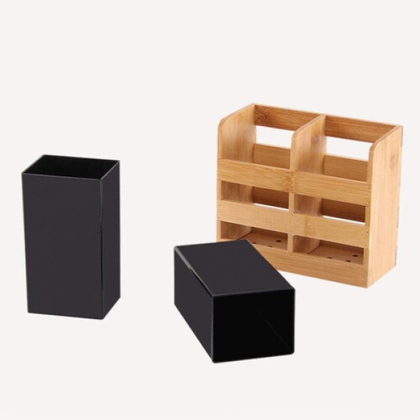 Rak Peralatan Makan Kayu, Rak Pengering Sumpit dan Sendok Multifungsi, Organizer Penyimpanan Dapur